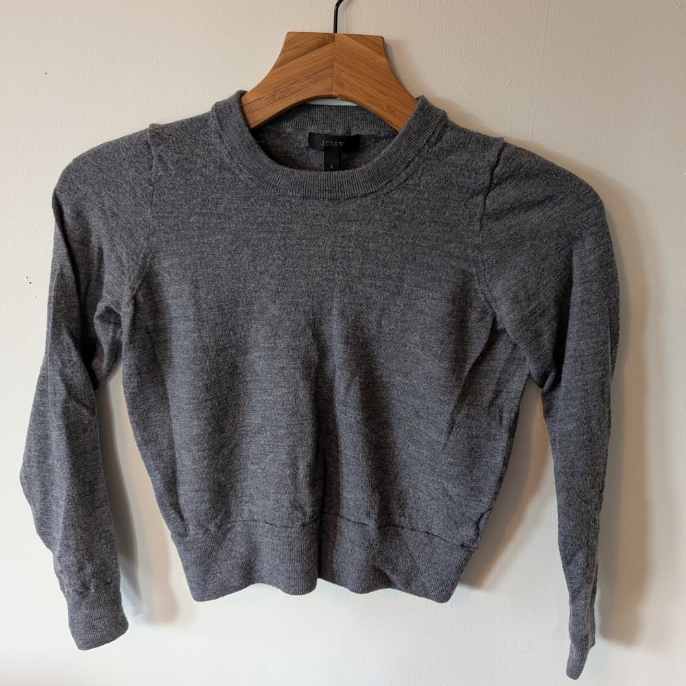J.Crew Gray Long Sleeve Crop Sweater